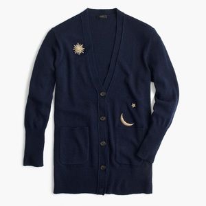 J. Crew Embroidered Celestial Cardigan